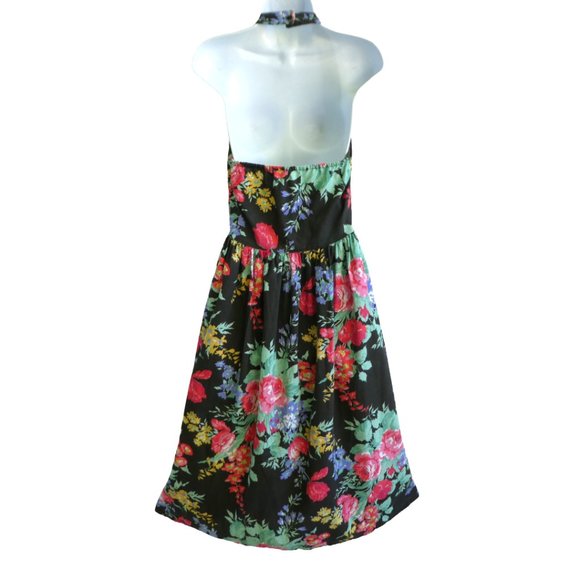 Vintage Floral Midi Halter Sundress Avon Fashions Full Button Front Fit Flare M - Picture 4 of 11